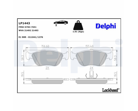 Brake pad set, disc brake LP1443 Delphi