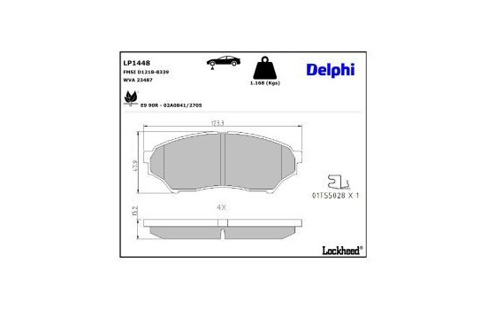 Brake Pad Set, disc brake LP1448 Delphi
