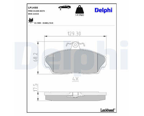 Brake Pad Set, disc brake LP1450 Delphi