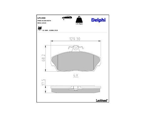 Brake Pad Set, disc brake LP1450 Delphi