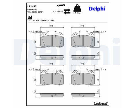 Brake Pad Set, disc brake LP1457 Delphi