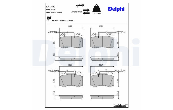 Brake Pad Set, disc brake LP1457 Delphi