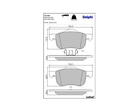 Brake Pad Set, disc brake LP1458 Delphi, Image 3