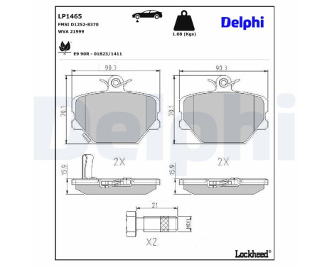 Brake Pad Set, disc brake LP1465 Delphi, Image 3