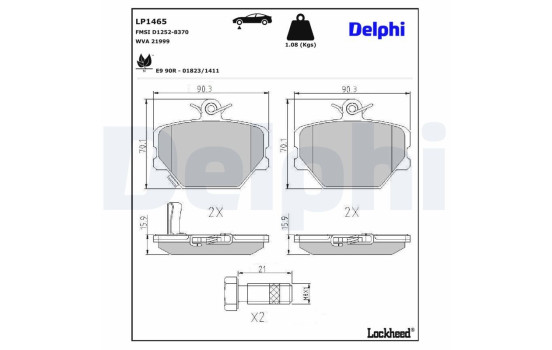 Brake Pad Set, disc brake LP1465 Delphi, Image 3
