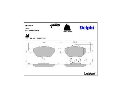 Brake Pad Set, disc brake LP1469 Delphi, Image 4