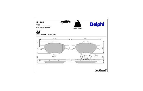Brake Pad Set, disc brake LP1469 Delphi, Image 4