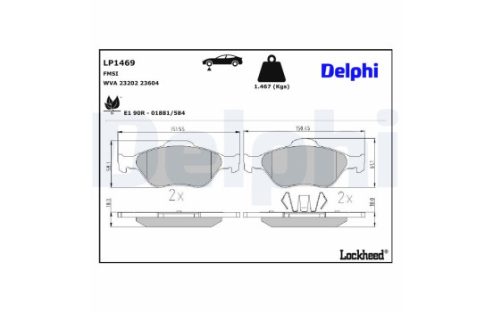 Brake Pad Set, disc brake LP1469 Delphi, Image 4