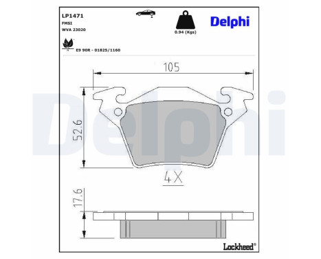 Brake Pad Set, disc brake LP1471 Delphi