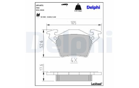 Brake Pad Set, disc brake LP1471 Delphi