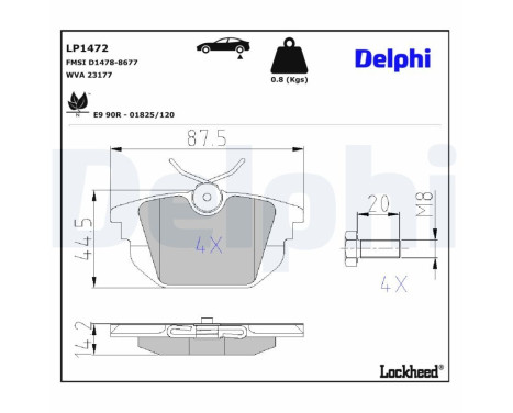 Brake Pad Set, disc brake LP1472 Delphi