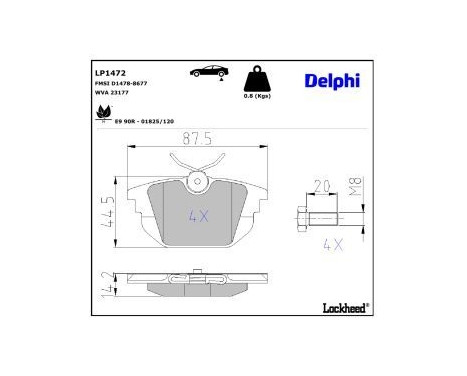 Brake Pad Set, disc brake LP1472 Delphi