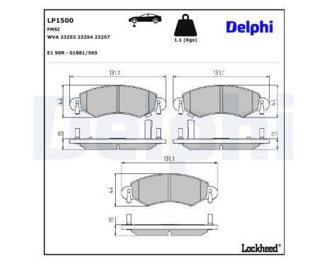 Brake Pad Set, disc brake LP1500 Delphi