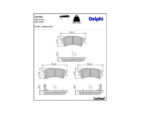 Brake pad set, disc brake LP1502 Delphi