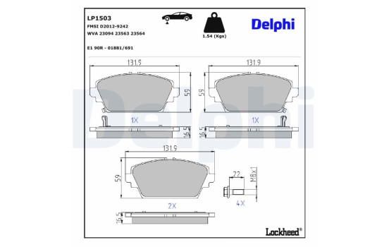 Brake Pad Set, disc brake LP1503 Delphi