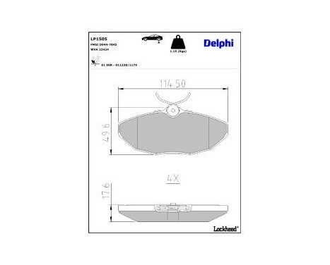 Brake Pad Set, disc brake LP1505 Delphi
