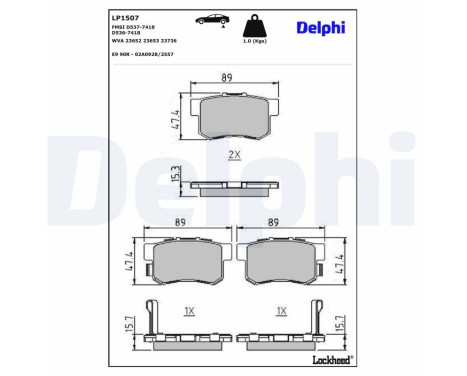 Brake Pad Set, disc brake LP1507 Delphi, Image 3