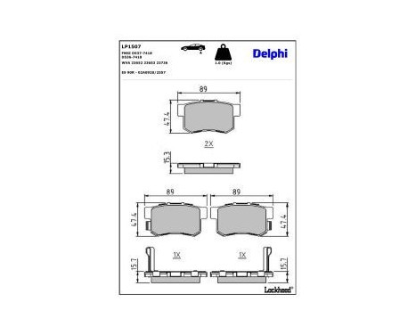 Brake Pad Set, disc brake LP1507 Delphi, Image 3