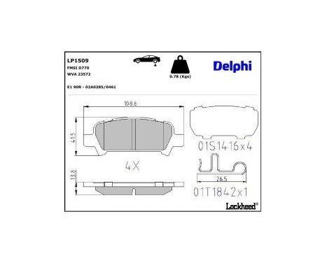 Brake Pad Set, disc brake LP1509 Delphi