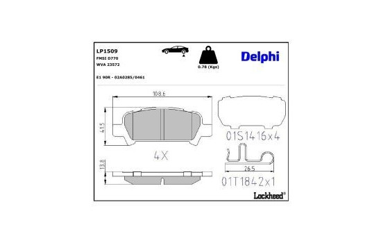 Brake Pad Set, disc brake LP1509 Delphi
