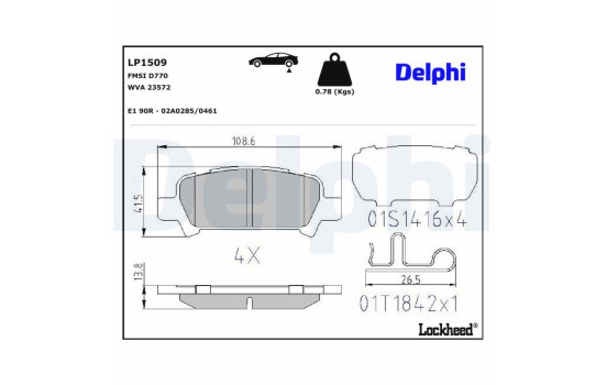Brake Pad Set, disc brake LP1509 Delphi