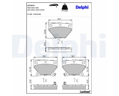 Brake Pad Set, disc brake LP1513 Delphi