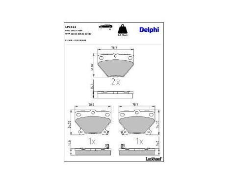 Brake Pad Set, disc brake LP1513 Delphi