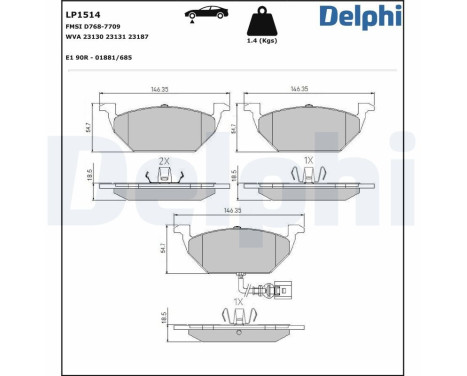 Brake Pad Set, disc brake LP1514 Delphi