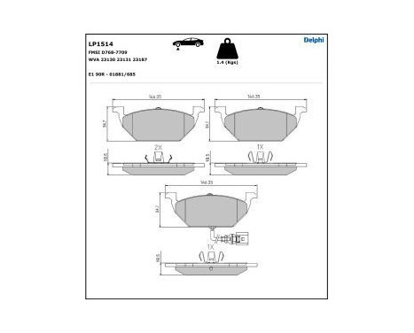 Brake Pad Set, disc brake LP1514 Delphi, Image 5