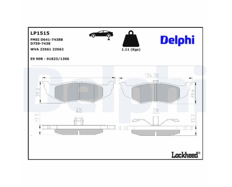 Brake Pad Set, disc brake LP1515 Delphi