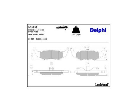 Brake Pad Set, disc brake LP1515 Delphi