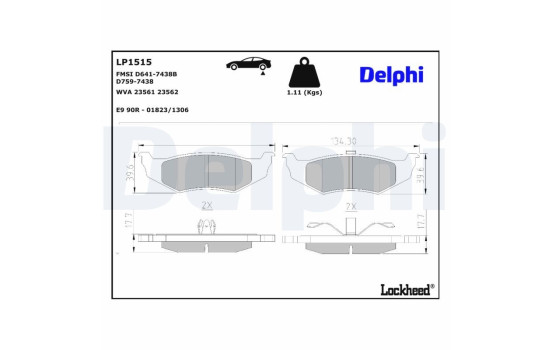 Brake Pad Set, disc brake LP1515 Delphi