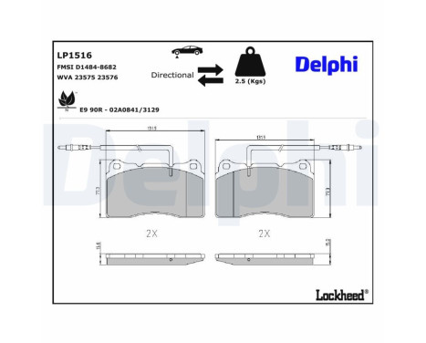 Brake Pad Set, disc brake LP1516 Delphi