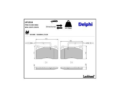 Brake Pad Set, disc brake LP1516 Delphi