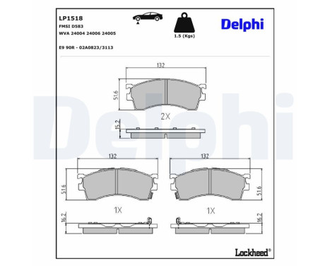 Brake Pad Set, disc brake LP1518 Delphi