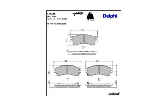 Brake Pad Set, disc brake LP1518 Delphi
