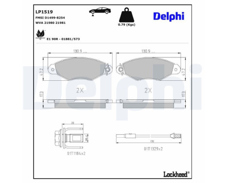 Brake Pad Set, disc brake LP1519 Delphi
