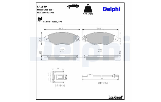 Brake Pad Set, disc brake LP1519 Delphi