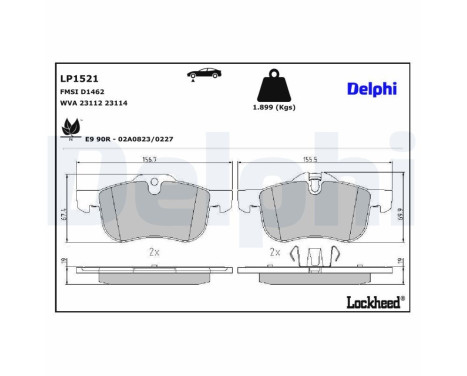 Brake Pad Set, disc brake LP1521 Delphi