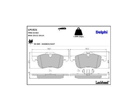 Brake Pad Set, disc brake LP1521 Delphi