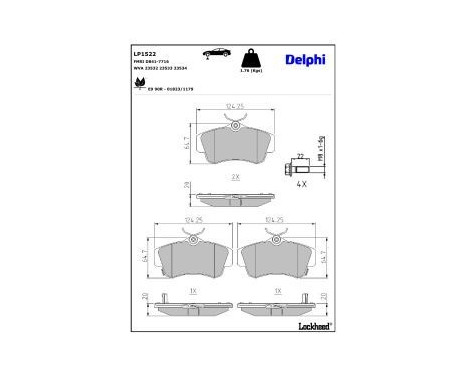 Brake Pad Set, disc brake LP1522 Delphi