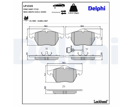 Brake Pad Set, disc brake LP1525 Delphi
