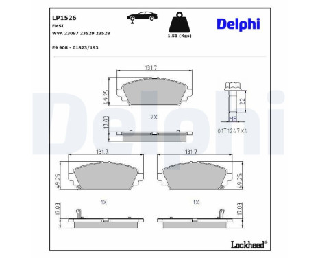 Brake Pad Set, disc brake LP1526 Delphi