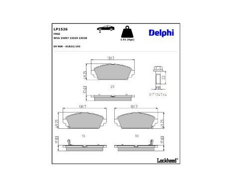 Brake Pad Set, disc brake LP1526 Delphi