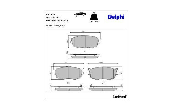 Brake Pad Set, disc brake LP1527 Delphi