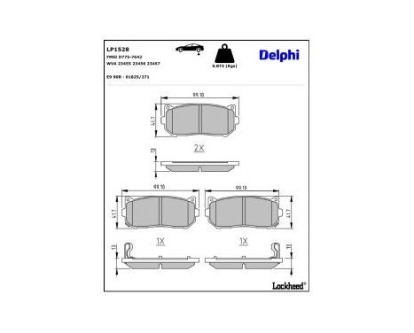 Brake Pad Set, disc brake LP1528 Delphi