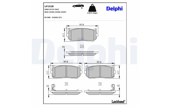 Brake Pad Set, disc brake LP1528 Delphi
