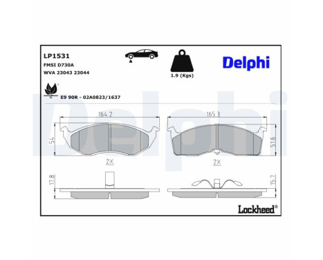 Brake Pad Set, disc brake LP1531 Delphi