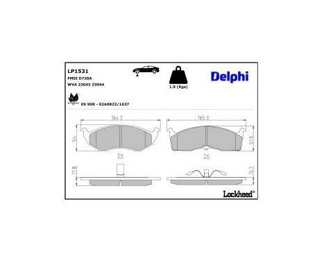 Brake Pad Set, disc brake LP1531 Delphi