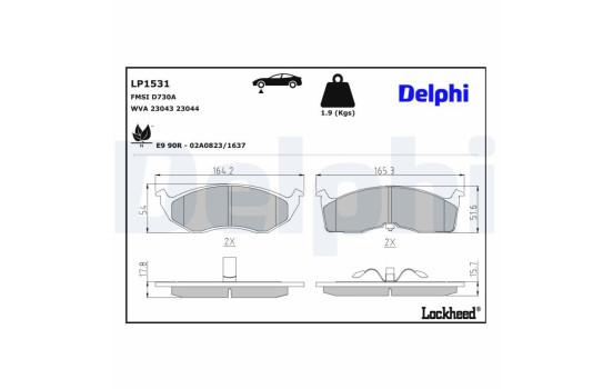 Brake Pad Set, disc brake LP1531 Delphi